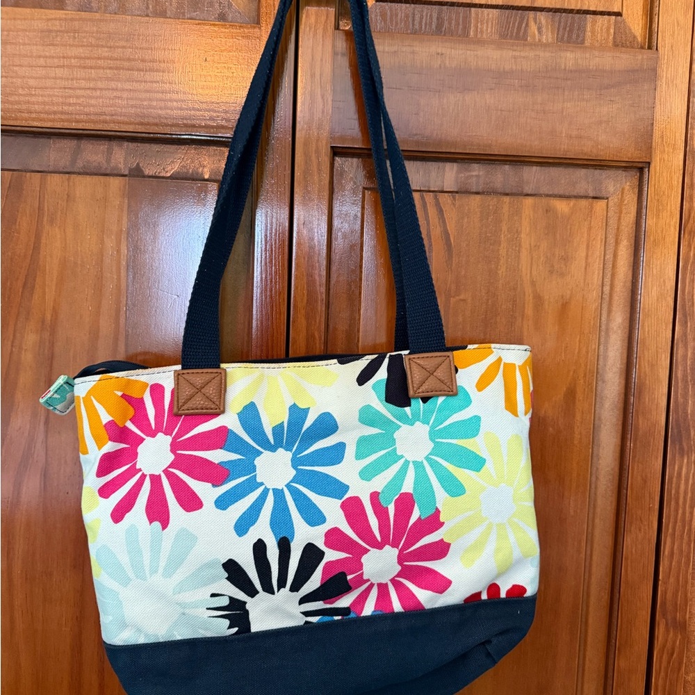 thirty-one Floral Canvas Tote in Pink, Blue, Teal, Yellow and Black
